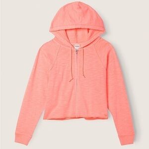 Summer Lounge Cotton Zip Up Hoodie coral size small